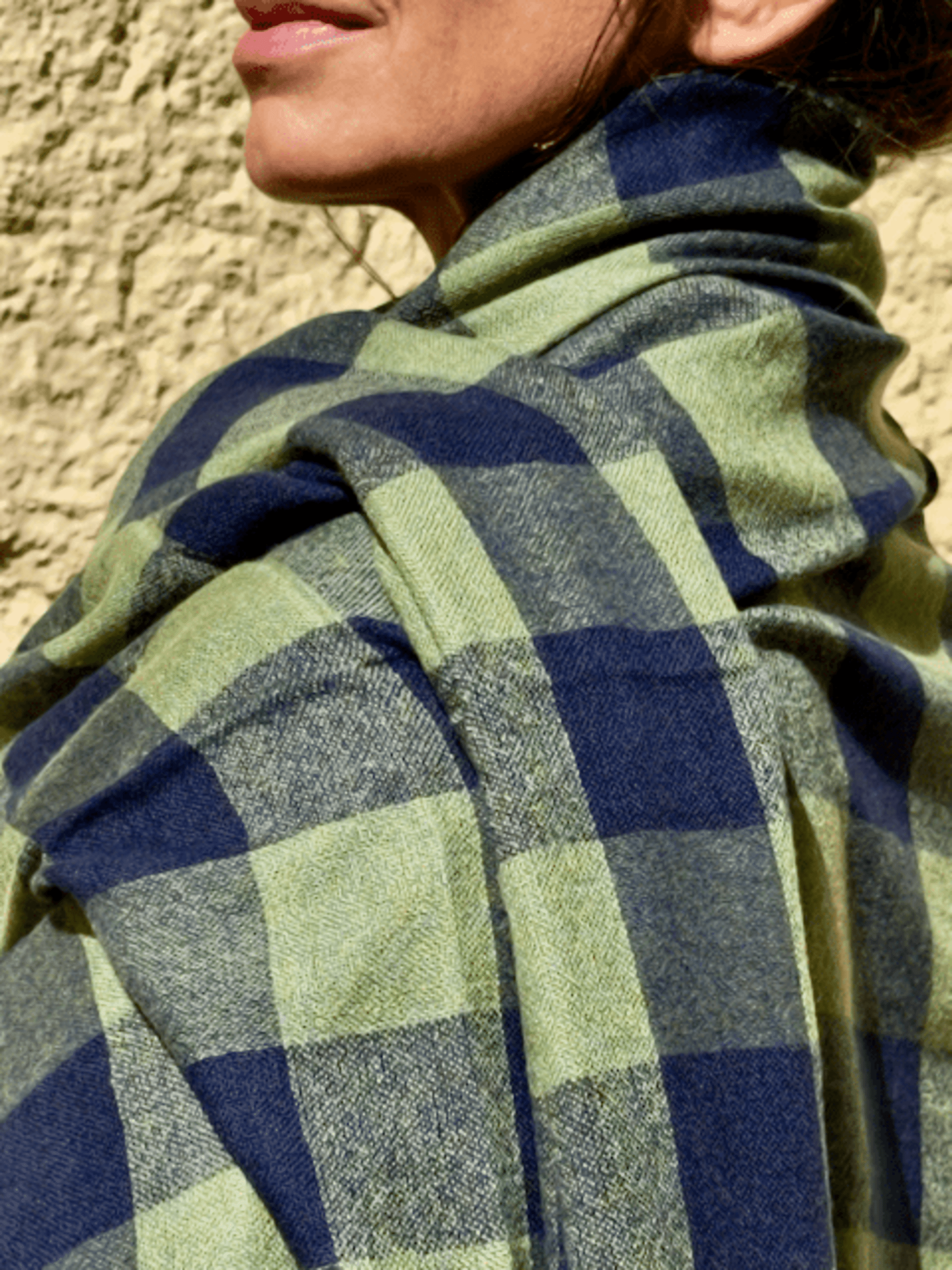 Chal Cashmere cuadros Azul marino y verde - 1