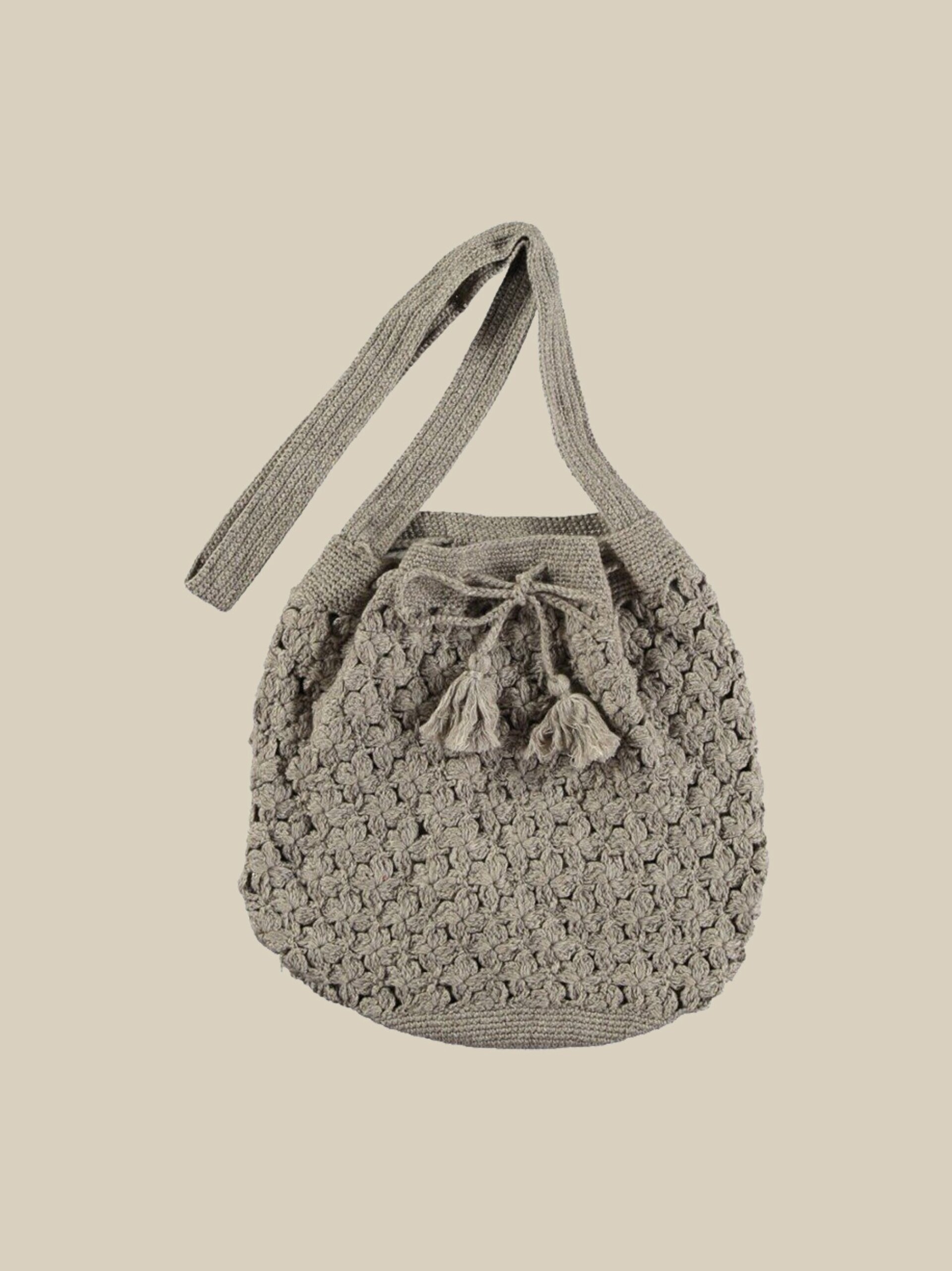BOLSO CROCHET FLOR GRIS - 1
