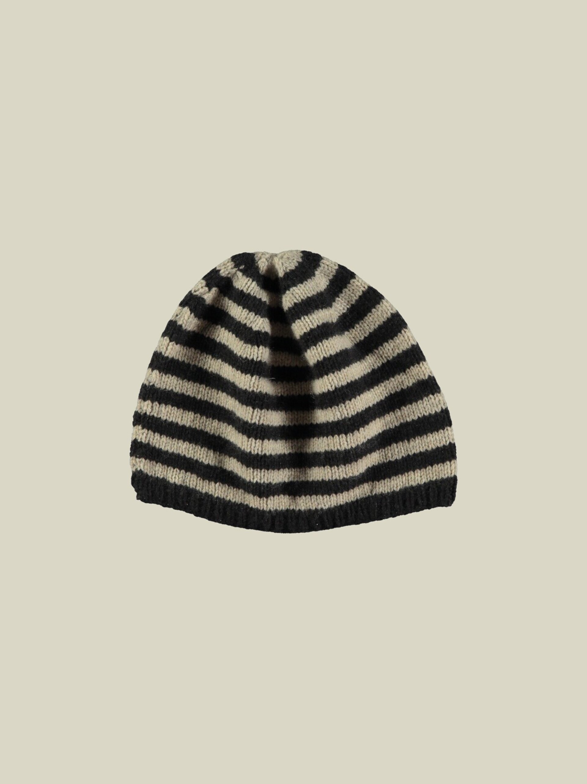 GORRO RAYA NEGRO/CRUDO CASHEMERE RECICLADO - 1