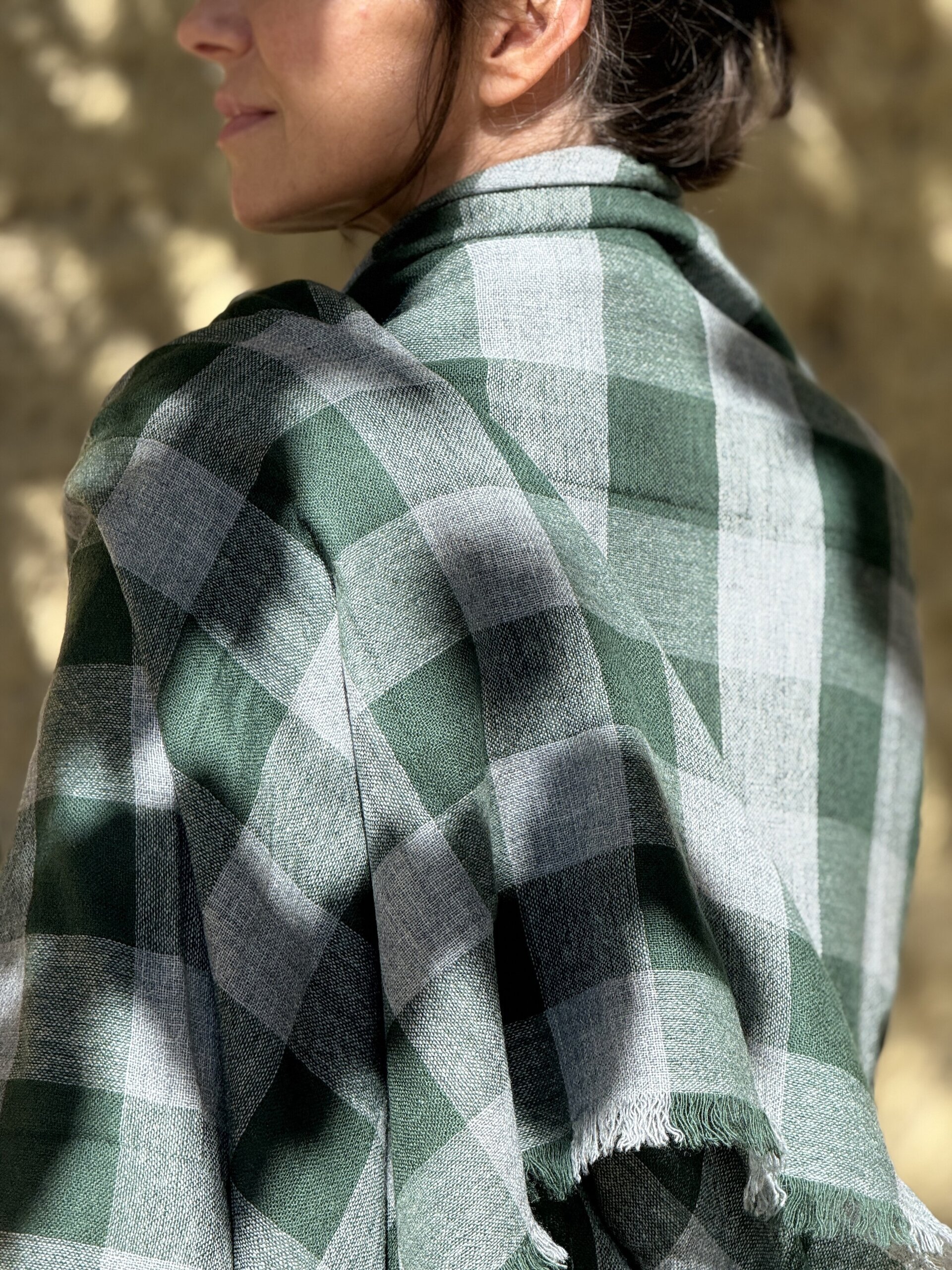 Chale Cashmere Vichy Gris y Verde - 1